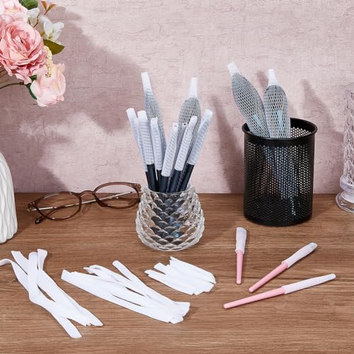 SUPERFINDINGS 90Pcs 3 Sizes PE Makeup Brushes Pen Guard Protector Set Reusable Expandable Mesh Cover Brushes Stretch White Saver Net(No Brushes) - Image 4