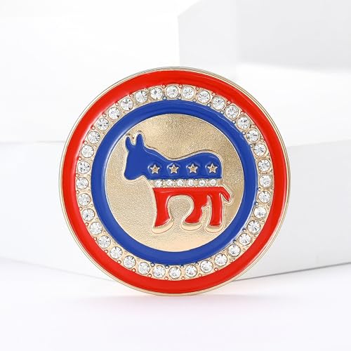 Image of USA Democratic Party Donkey Brooch Patriotic Pin-Show your support for the Democratic Party