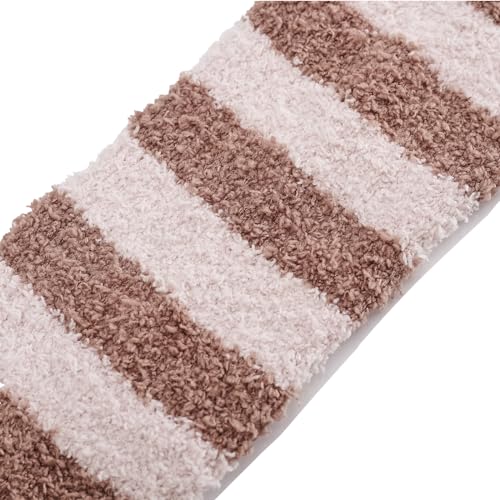 Image of Thigh High Fuzzy Socks Cute Animal Coral Fleece Over the Knee Thigh High Long Stockings Warm Stripe