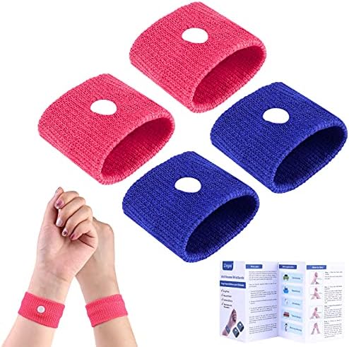 Morning Sickness Relief Wristbands Pregnancy, 2 Pairs Plus Size Wide Wrists Adult Travel Sickness Bands Motion Sickness Bands Anti Nausea Wristbands Sea Bands for Car Cruise Pregnancy Nausea Relief