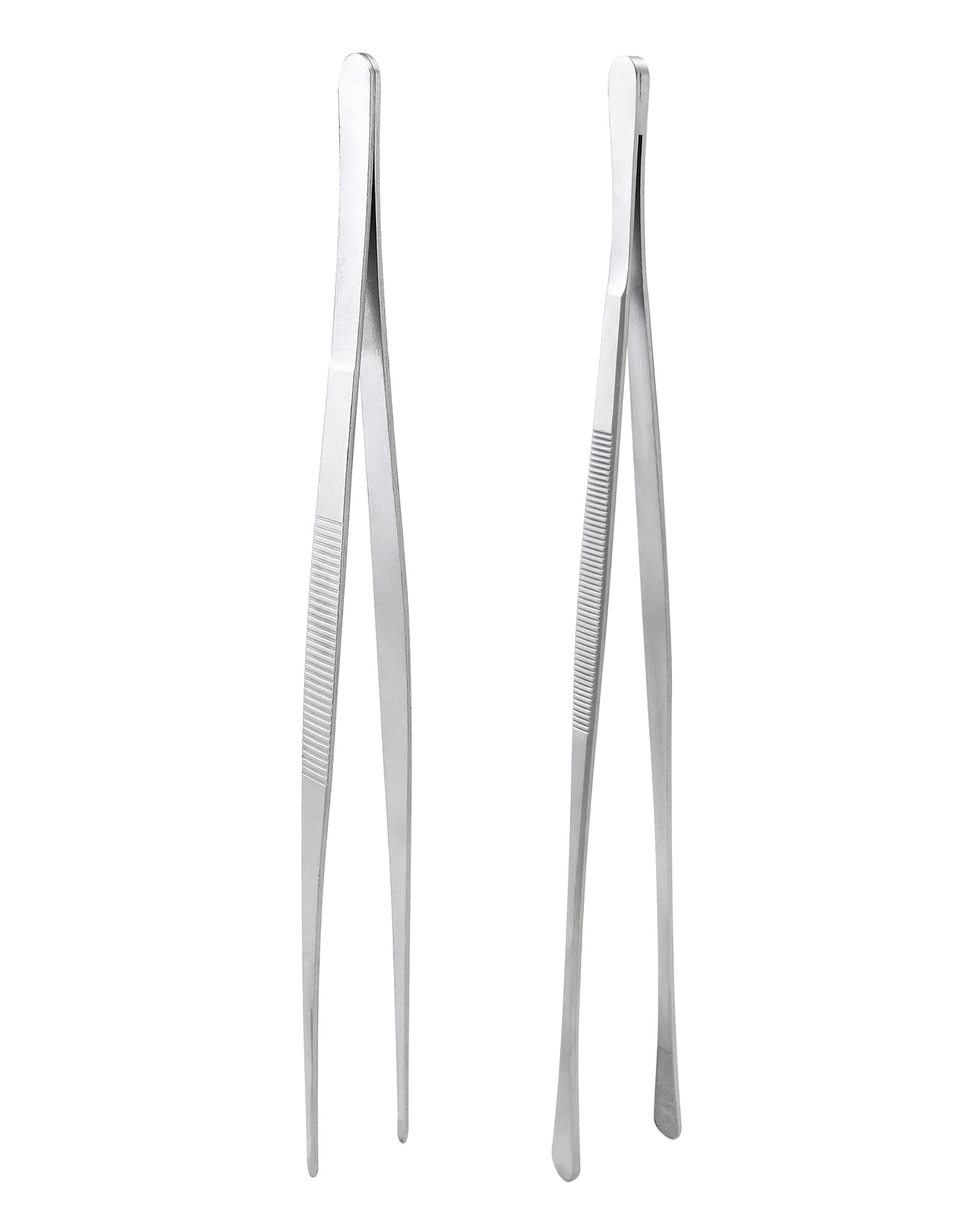 QWORK® 2 Pcs Long Stainless Steel Tweezer Tongs, Round and Pointed, Suitable for A Variety of Scenarios 30cm / 12-Inch - Image 2