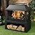 Deko Living 36" Rectangular Steel Outdoor Wood Burning Fireplace - Outdoor Fireplace with Adjustable Cooking Grill & Log Storage Compartment - Camping Fire Place with Safety Screen and Poker