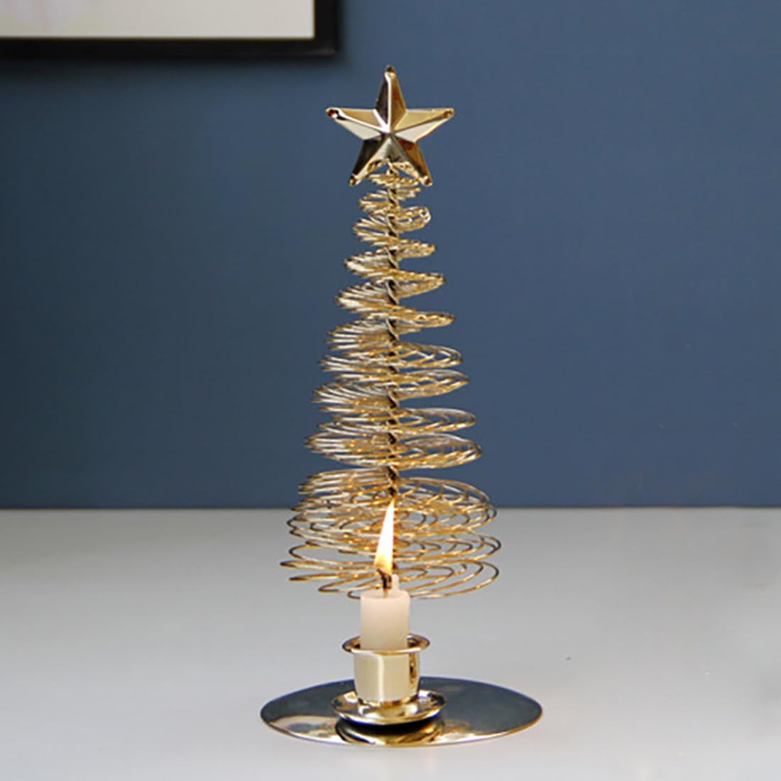 Candlestick Holders Decorative,Metal Gold Christmas Tree Stand Candle Holder for Wedding Housewarming Modern Mantel Table Home Decor Centerpiece Gift (L)