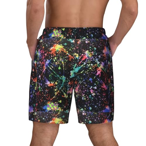 Men's Colorful Paint-Standard Print Quick-Dry Mesh Swim Trunks Stretch Lining Beach Shorts Surfing Summer Vacations3