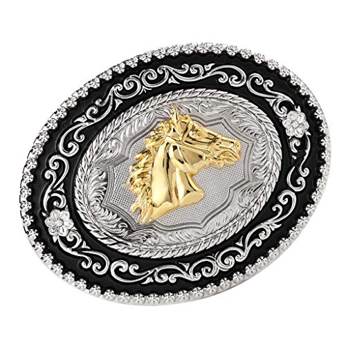 kowaku Fivela de Cinto Ocidental Clássica Fivela Antiga com Gravura Dourada OX Head Rodeo - Cabeça d