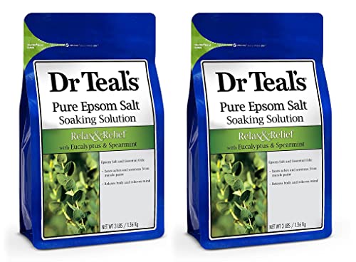 Image of Dr Teal's Pure Epsom Salt Soak, Relax & Relief with Eucalyptus & Spearmint, 3lbs (Pack of 2)