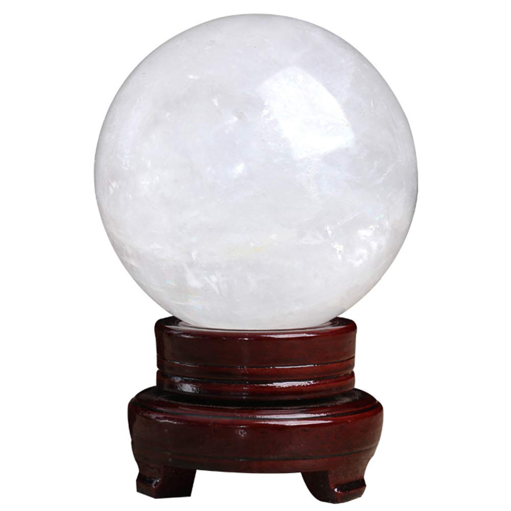 Feng Shui Ornaments White Crystal Ball with Stand, Balls, Family Decorative Figurine Fortune Telling,10CM (White 8CM)