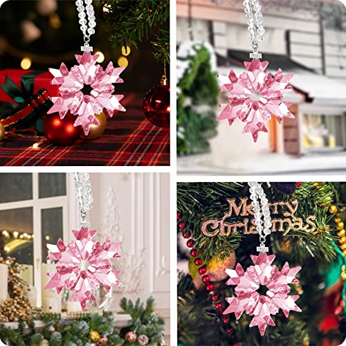 Fancyoung Crystal Snowflake Pendant Snow Ornaments 2022 Party Window Decor Christmas Decoration Wedding Hanging Ornament, Pink #TOP3