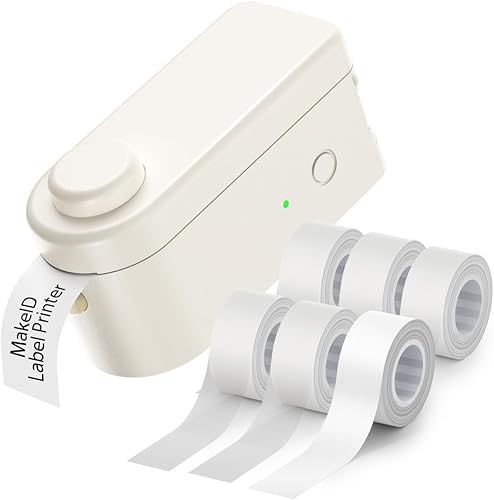 Makeid Máquina etiquetadora con cinta HD con 6 cintas, impresora de etiquetas portátil Bluetooth L1, etiquetadora de mano, calcomanías