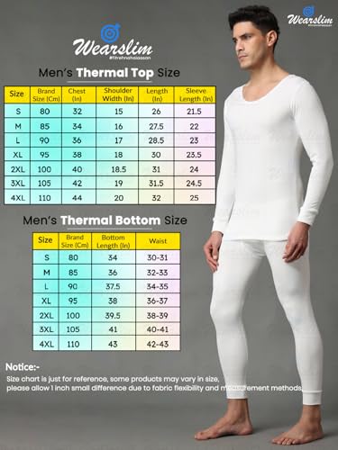 Image of Wearslim Men's Cotton Quilted Winter Lightweight Thermal Underwear for Men Long Johns Set with Fleece Lined Soft Tailored Fit Warmer