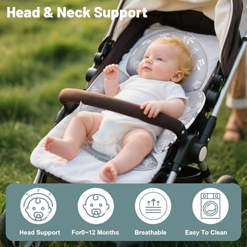 Image of KAKIBLIN Infant Car Seat Insert, Breathable Reversible Car Seat Head Support for Infant, Newborn Car Seat Insert for Girls Boys, Fits for Stroller, Baby Swing, Bassinets, Pushchair (Gray)