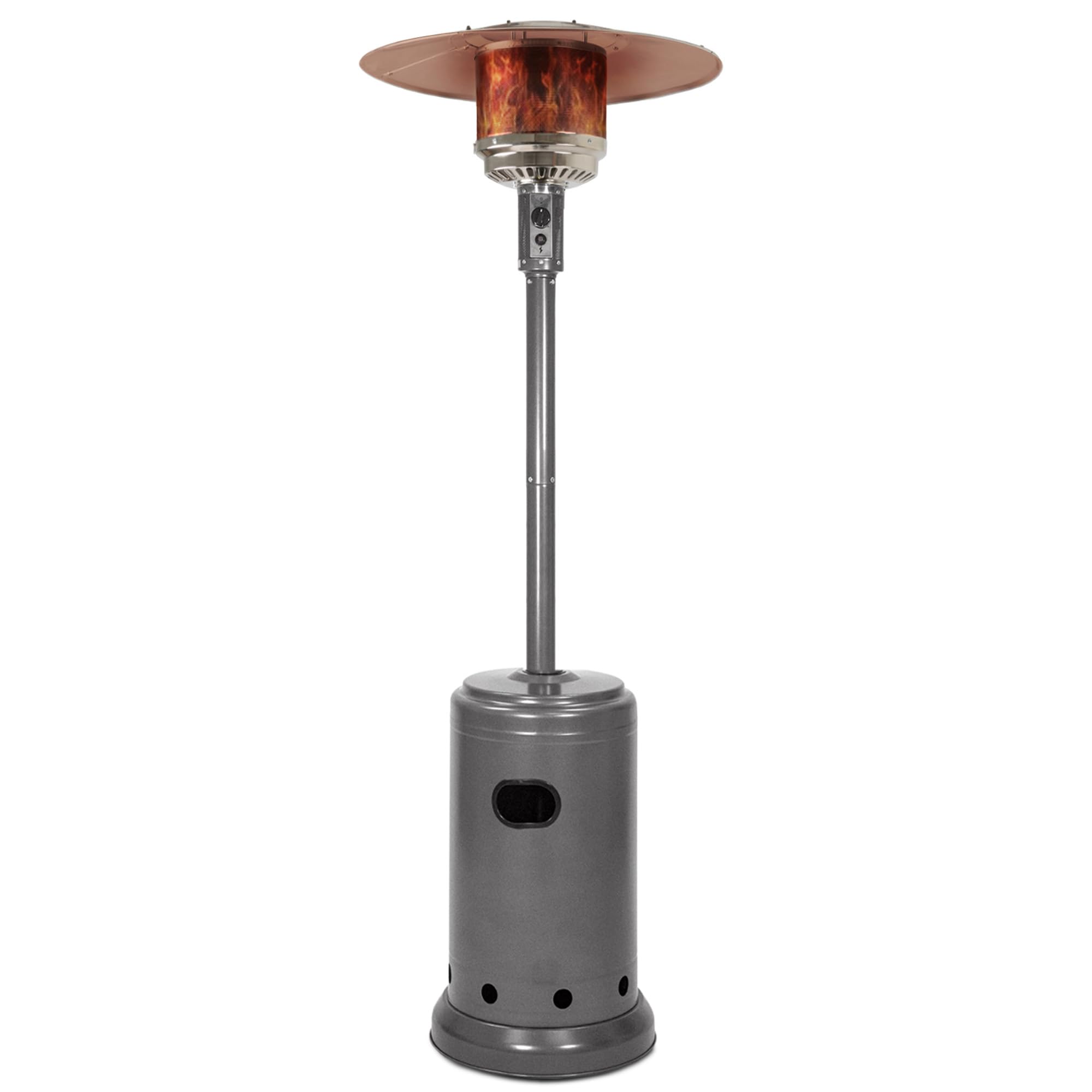 Amazon Basics 46,000 BTU Outdoor Propane Patio Heater with Wheels, Commercial & Residential, Slate Gray, with Water Tank, 32.1 x 32.1 x 91.3 inches (LxWxH)