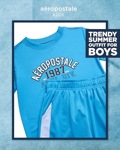 Image of AEROPOSTALE Boys Shorts Set 2 Piece Graphic Tee and Mesh Athletic Shorts | Poly-Cotton Graphic Tee, Pull On Mesh Shorts with Elastic Waist, Regular Fit