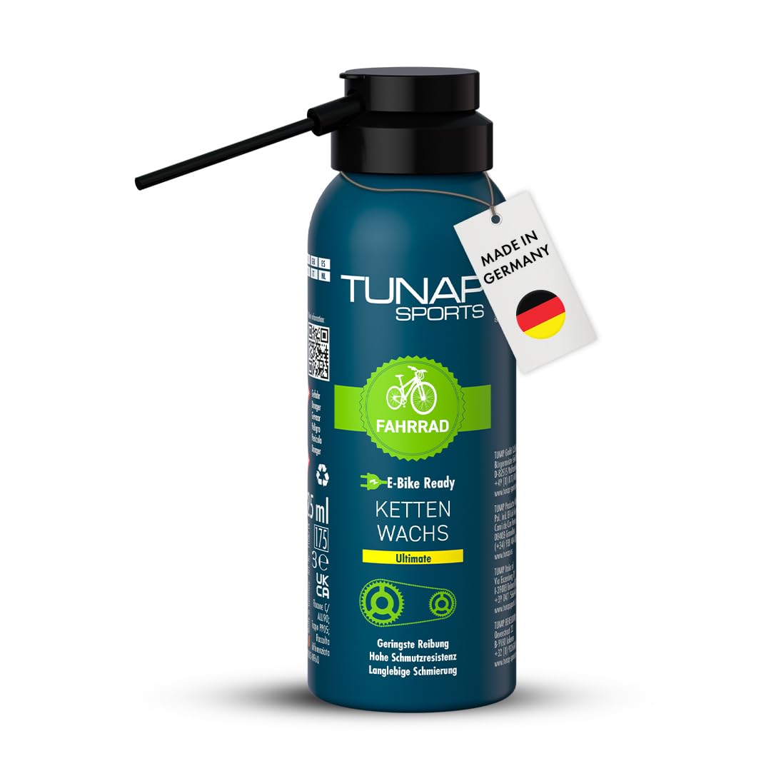 TUNAP SPORTS Kettenwachs Ultimate - 125 ml | Fahrrad-Trockenschmierung Spray für die Kette auf Wachs-Basis | Geschmeidiges Schmierfett | E-Bike Ready | Made in Germany
