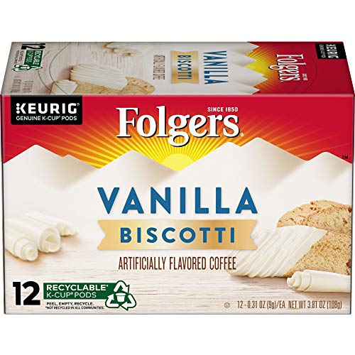 Folgers Vanilla Biscotti Flavored Coffee, 12 K Cups for Keurig Coffee Makers - image 2
