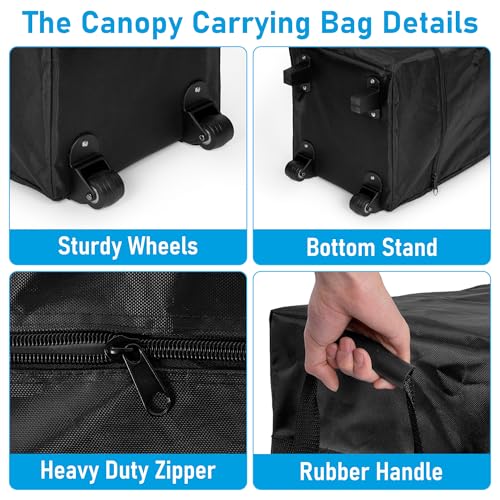 Tcatec 63 Inch Tent Storage Bag with Wheels,Oversized Long Storage Bag,Waterproof Beach Tent Canopy Carrying Bag with Handles Equipment Bag 1680D Roller Bag Only(Without Canopy) by Tcatec - Image 4