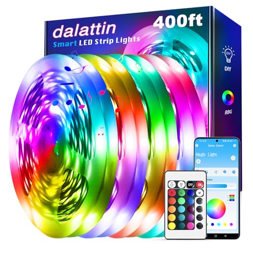 Image of dalattin Led Lights for Bedroom 400ft, 24V Led Strip Lighting with IR Remote /Bluetooth App Control, Music Sync RGB Color Changing via App, for Room Party Festival Decor(4 Rolls of 100ft)