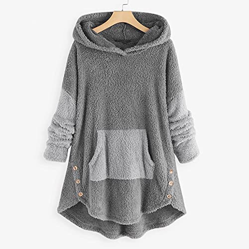 Teen Girls Fleece Hoodies Sweater Oversized Fuzzy Tunic Tops Casual Loose Pocket Pullover Sweatshirt Warm Jacket Coat2