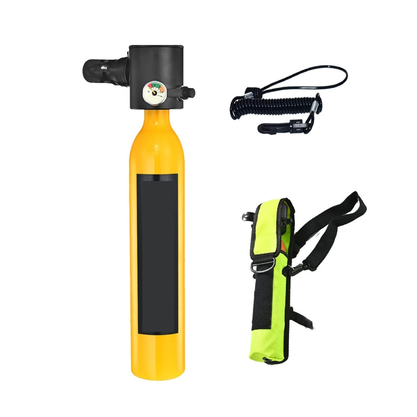 Portable Dive Cylinder, Portable Underwater Emergency Spare Gas Cylinders Equipped with A Full Set of Diving Respirators(Yellow Package A)