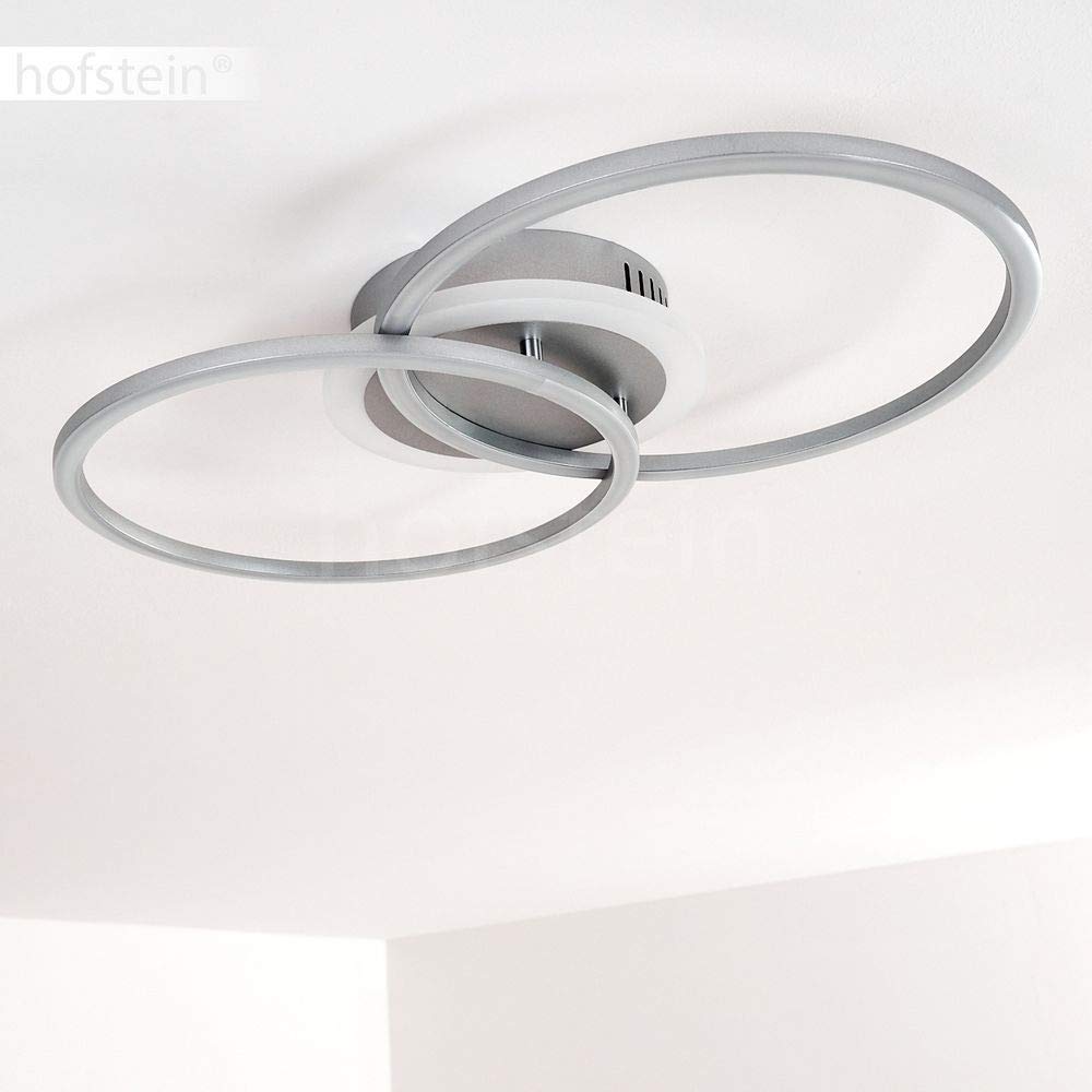 HOFSTEIN LED Deckenlampe Lithgow, dimmbare Deckenleuchte aus Metall in Silberfarben, moderne Leuchte, dimmbar über den Lichtschalter, Wohnzimmer, Schlafzimmer, 25 Watt, max. 2600 Lumen, 3000 Kelvin