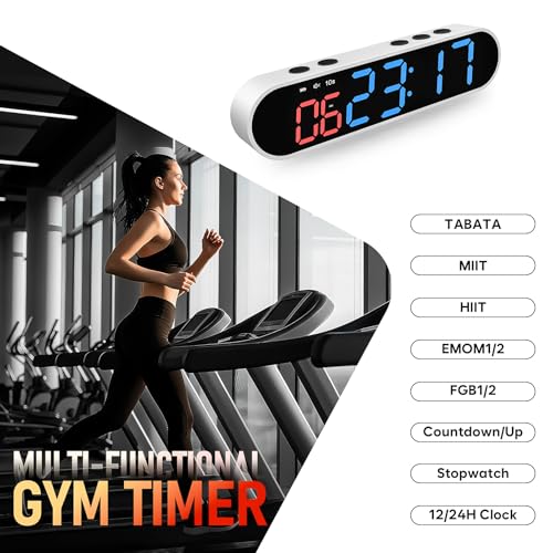 Dienmern Portable Gym Timer Clock with Strong Magnet - Workout Interval Timer with Countdown/UP/Stopwatch, 50Hours Powerful Battery Gym Clocks for Home Gym/Garage/Boxing/Fitness - Image 4