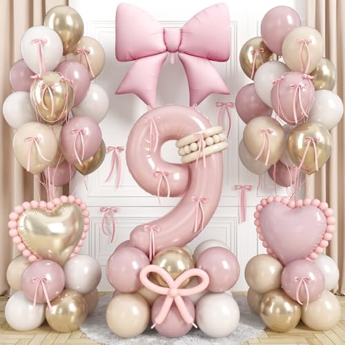 Ballon en latex chiffre 9 rose pour fêter ses 9 ans avec joie