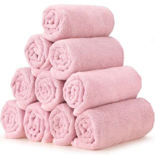 Image of Shimeyao 40 Pack Bleach Proof Towels Microfiber Absorbent Resistant Hair Hand Towels Bulk Quick Dry for Barber Gym Bath Spa Shaving (Dark Pink,16 x 29 Inch)