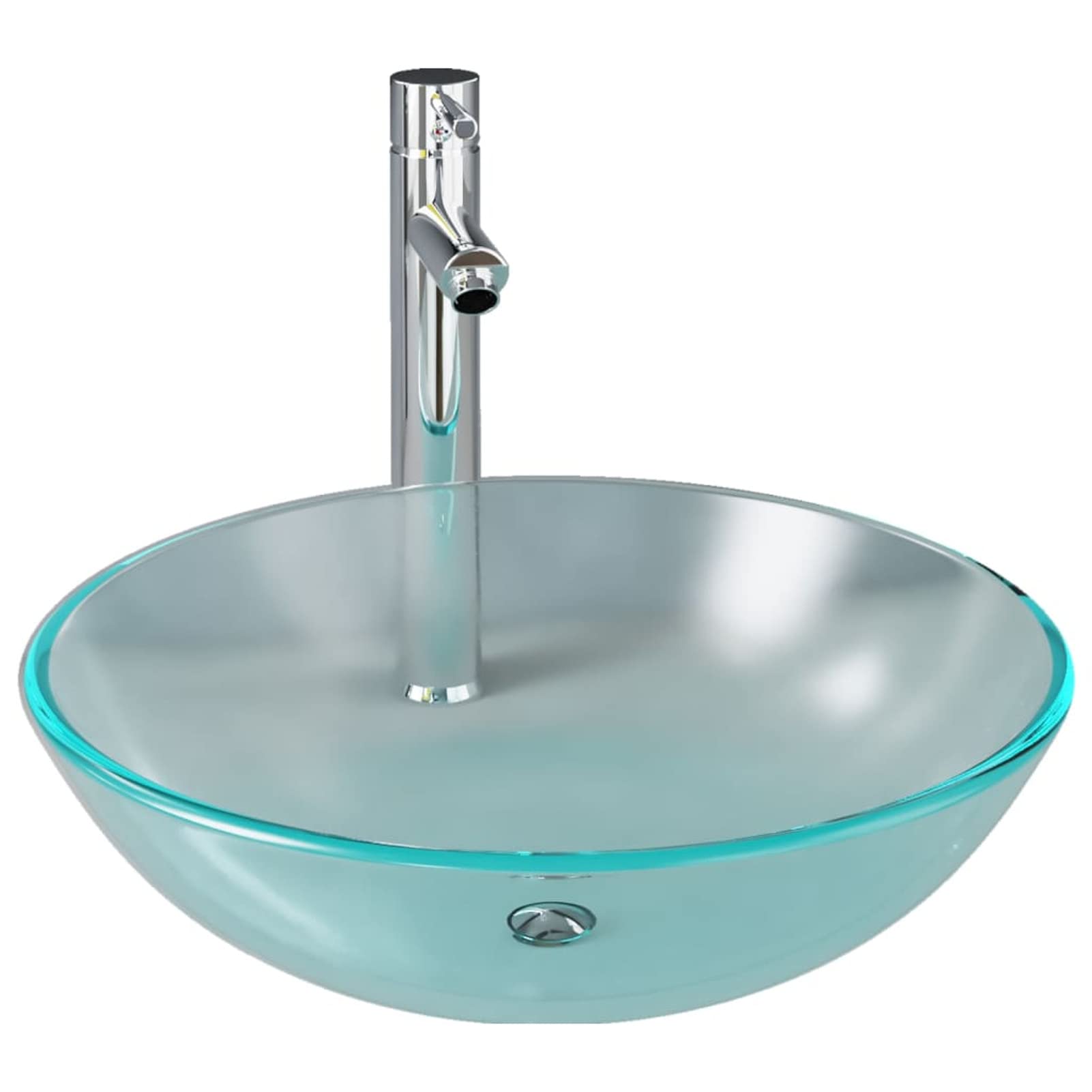 ARKEM Lavabo con Grifo y tapón pulsador Cristal Templado Esmerilado Mini Lavabos PequeñOs