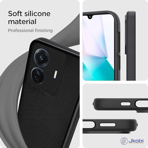 Image of Jkobi Silicone Back Cover Case for Vivo Iqoo Z6 Pro (Textured Grip Design | Camera Protection | Slim and Light Weight | Soft Touch and Feel | Black)