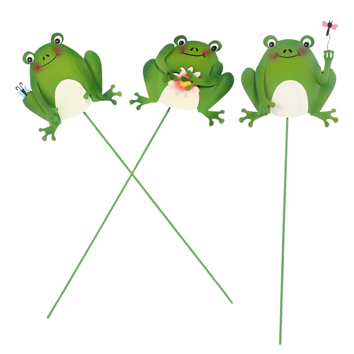 BESPORTBLE 9stücke Teiliges Gartenstecker Frosch Deko Eisenfiguren Für Außenbereich Farbenfrohe Ornamente Für Blumentöpfe Und Gartenbeete Für Gartenliebhaber Einweihungsgeschenk