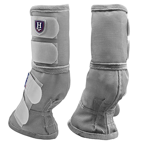 Harrison Howard Horse Fly Boots Perfect Contoured Fit Leg Guards Dense Mesh Boots With Ventilated Comfort Reliable Protection From Summer Elements Set Of 4 Silver Grey L thumb #8