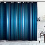 Ambesonne Harbour Stripe Shower Curtain, Vibrant Nvay Blue Background with Thin Vertical Lines...
