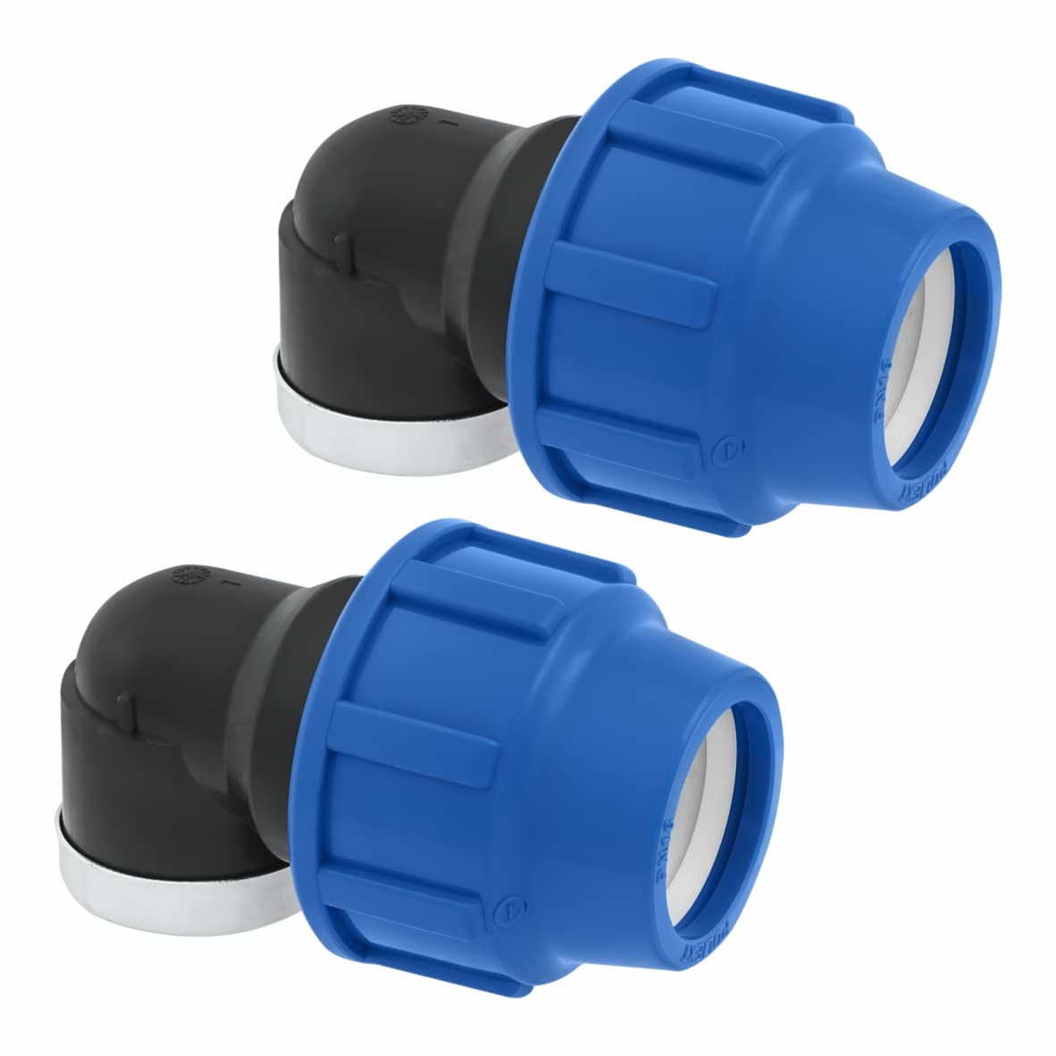 Raccord Coudé MDPE PP à 90 degrés 25mm x 3/4 femelle pour tuyau d’eau PE de compression – Raccords de plomberie coudés PN16 de 25 mm – connecteur pour tuyaux PE80 et PE100-2 pièces