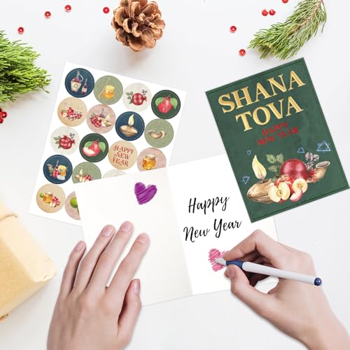 FANCY LAND Cartões Rosh Hashaná com Envelopes Pacote com 24