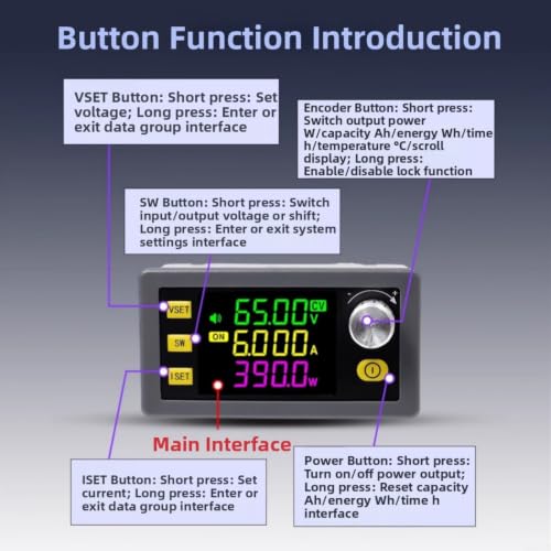 Fuente de alimentación ajustable con carga solar MPPT y pantalla LCD CNC 3