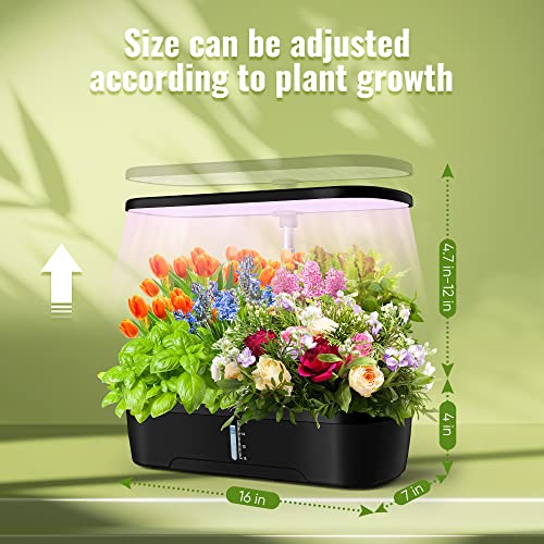 CYBSDF Hydroponics Growing System, 12 Pods Indoor Garden System with LED Full-Spectrum Plant Grow Light, Height Adjustable Indoor Herb Garden, Built-in Timer Function Herb Garden Kit Indoor Blue-5 - Image 3