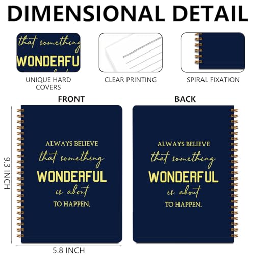 Image of 2Pcs Inspirational Journal, Motivational Notebook, 160 Pages Hardcover Notebooks for Writing Travel Business Office, Inspirational Gifts - always believe that something wonderful is about to happen