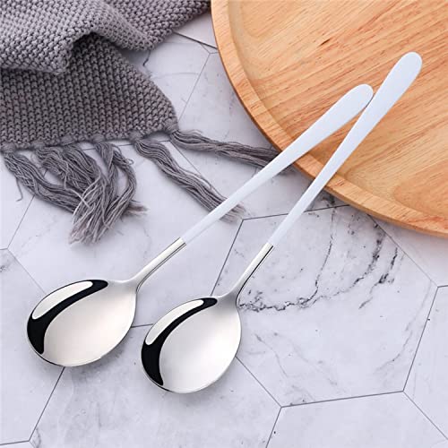 Image of Stainless Steel Dinner /Table Spoons, Silver Elliptical Head, Spoon Set, Length 21 cm, Set of 2, White