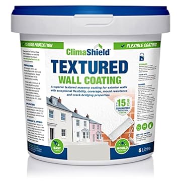 SmartSeal Textured Wall Coating - Waterproof 15yrs+ Breathable & Flexible - 12 Colours - Brick Stone Concrete & Render (Wessex Stone, 5 Litre)