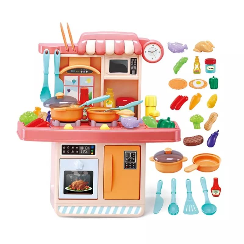 Nano Classic Pretend Play Mini Plastic Kids Kitchen set Cooking Toys with Sounds & Light & Water Funtion