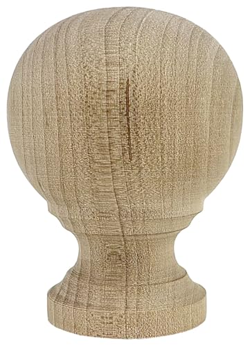 Image of Highland Manor Wood Products Melrose Ball Finial 2 7 /8 inch x 2 1 /8 inch Wide - Unfinished Wooden Finials for Indoor Use - Perfect for Staircases or Bed Posts (Maple) (4 Finials)