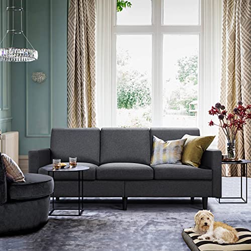 Yaheetech Sofa For Living Room 3-Seater Sofa Couch With Tufted Back Cushion, Linen Fabric Upholstered Couch 78.5’’ W Contemporary Mid-Century Sofa Gray #TOP1