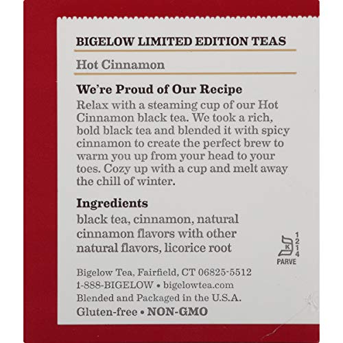 Bigelow Hot Cinnamon Black Tea Bags, 18 Count Box (Pack Of 6) Caffeinated Black Tea, 108 Tea Bags Total #TOP4
