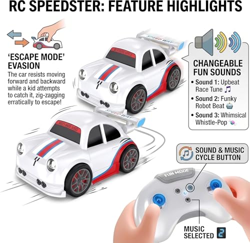Image of Mini RC Intelligent Sensor Stunt Car Toy for Kids 3-8 | 4 Smart Modes: Follow Object, Chase, and remote control car, Rechargeable Cartoon Car with Music & Bright LED Light | Best Birthday Gift for Kid