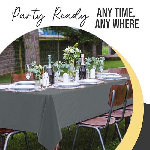 Image of Exquisite Silver Rectangle Tablecloth 54 inchx108 inch - 48 Pack | Plastic Tablecloth, Disposable Table Covers Rectangle for Parties, Weddings, Holidays & Party Supplies