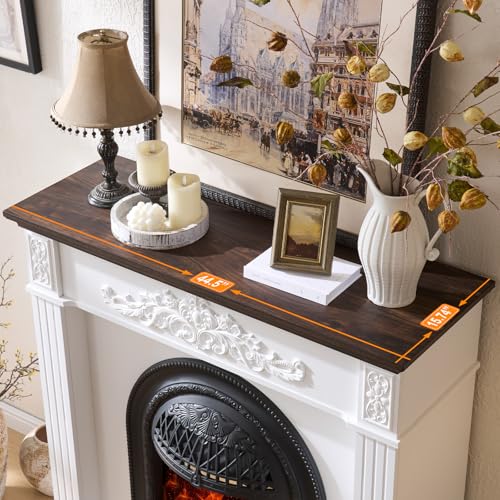 Image of 45 inch Electric Fireplace with Mantel,Farmhouse FreeStanding Electric Fireplace Heater Entertainment Center Wooden TV Stand,Stacked Stone Surround 30'' Fireplace Insert Heater for Living Room,Bedroom