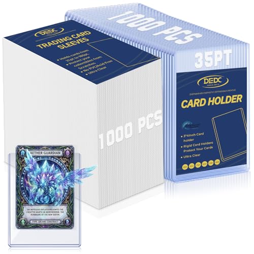 Image of DEDC 1000 Card Sleeves Load Holder Storage for Trading Cards Sports Soft Penny Sleeves Hard Plastic 35PT Baseball Card Protector 3 inch x 4 inch Rigid Memorabilia Collectibles