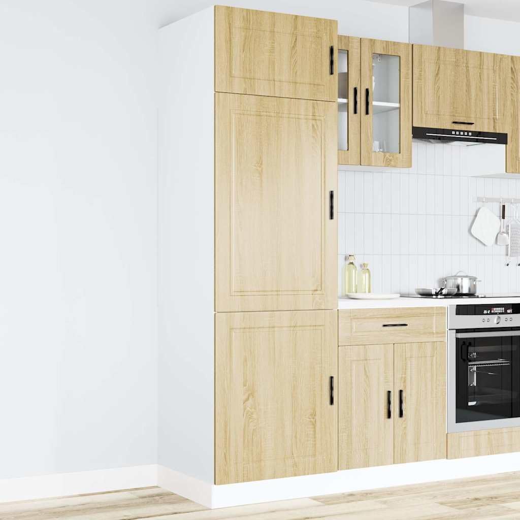 Porto - Mobile da cucina in legno di rovere Sonoma, con piedini regolabili, 60 x 57 x 207 cm, spazio per mobili da cucina, mobiletto e credenza da cucina, pratico mobiletto da cucina