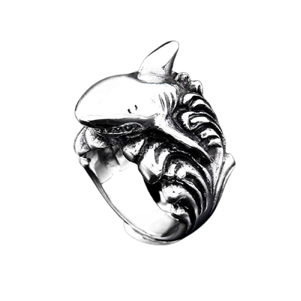 Bavaha 316l Stainless Steel Shark Mens Ring Jewelry Creativity