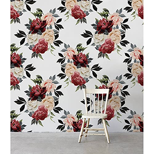 Papier peint floral résistant 416x254cm pour masquer défauts muraux